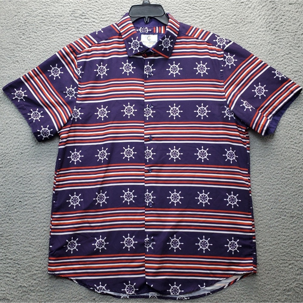 Suslo Couture Luxury Button-Up Shirt Mens 3XL Multi Nautical Ship Yacht Collared